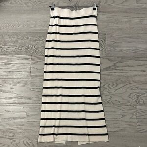 H&M Black and Cream Striped Maxi Skirt